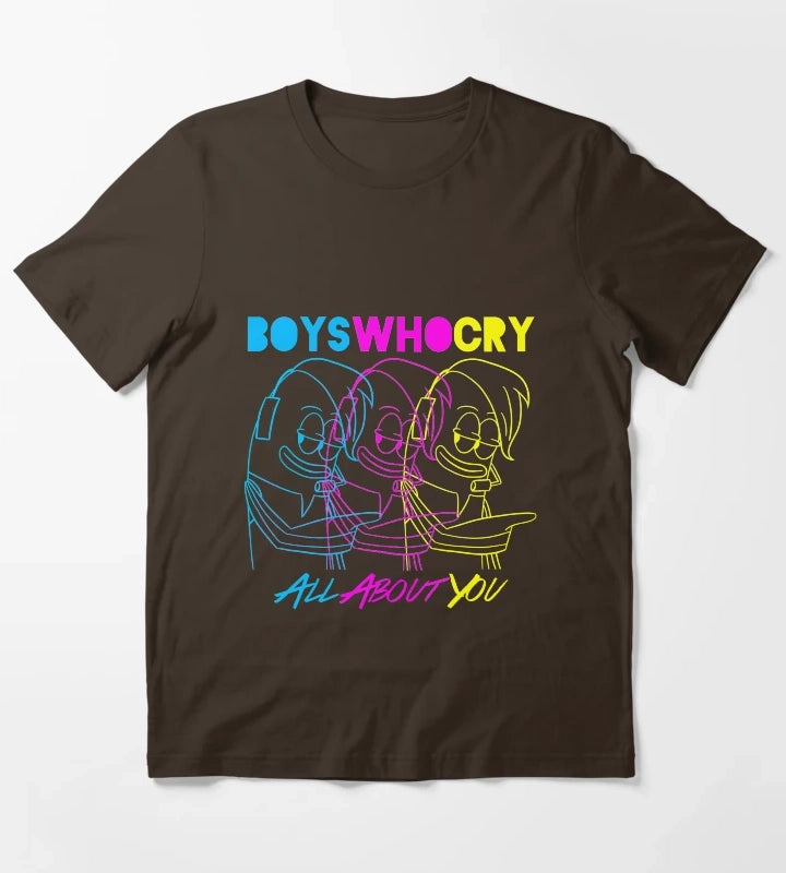 Boys Who Cry Cyan Magenta Yellow T-Shirt Brown