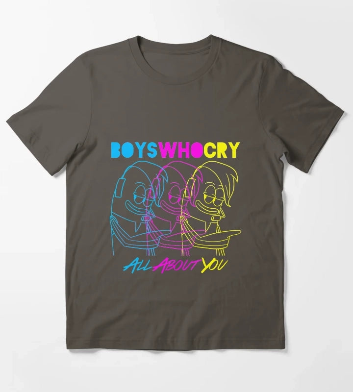Boys Who Cry Cyan Magenta Yellow T-Shirt Dark Grey
