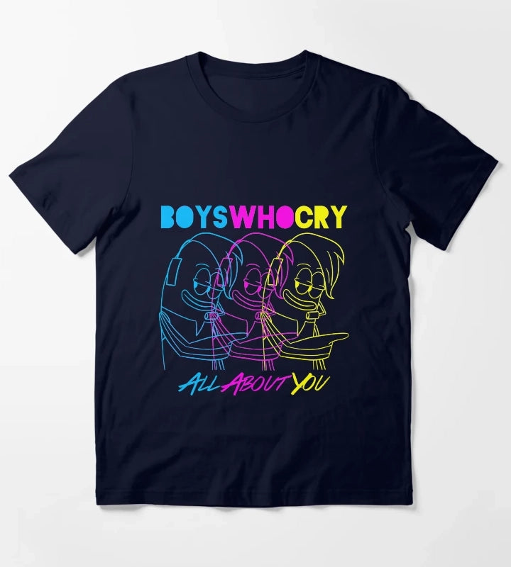 Boys Who Cry Cyan Magenta Yellow T-Shirt Navy