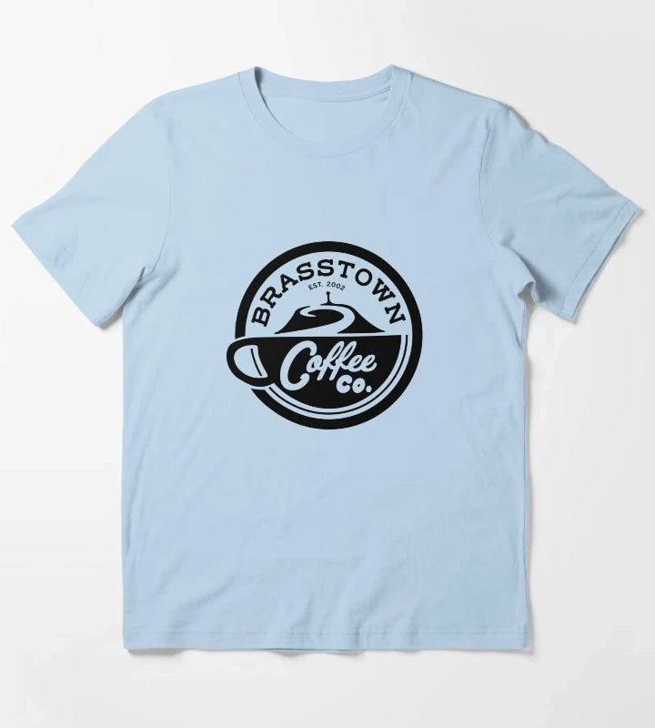Brasstown Coffee Co logo Love Victor T-Shirt Sky Blue
