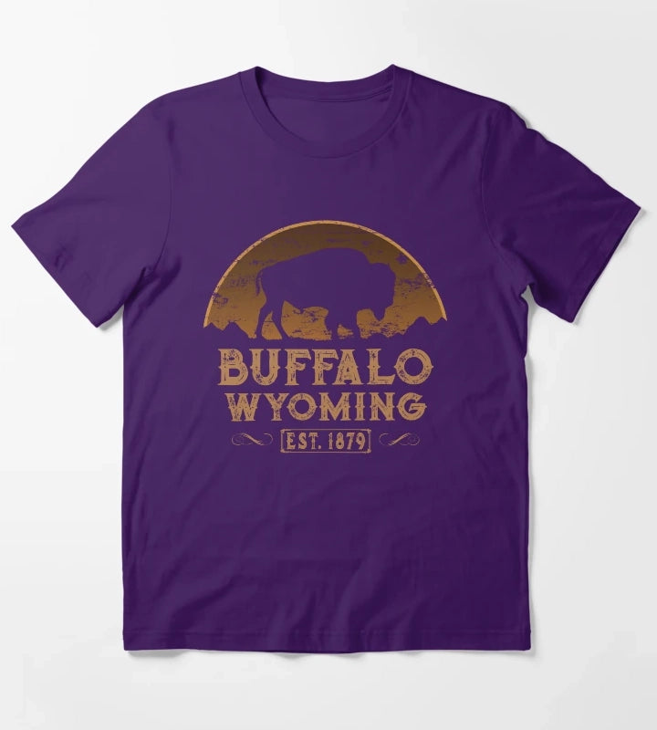 Buffalo Wyoming American Wild West T-Shirt Purple
