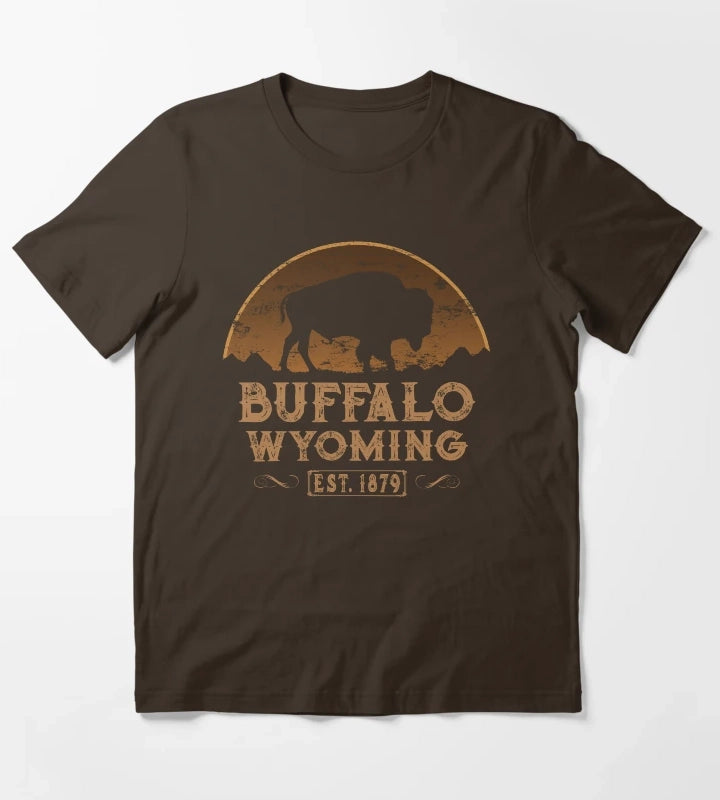 Buffalo Wyoming American Wild West T-Shirt Brown
