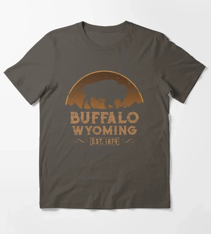 Buffalo Wyoming American Wild West T-Shirt Dark Grey