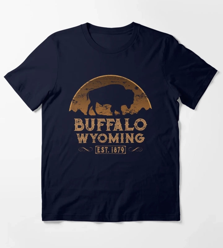 Buffalo Wyoming American Wild West T-Shirt Navy