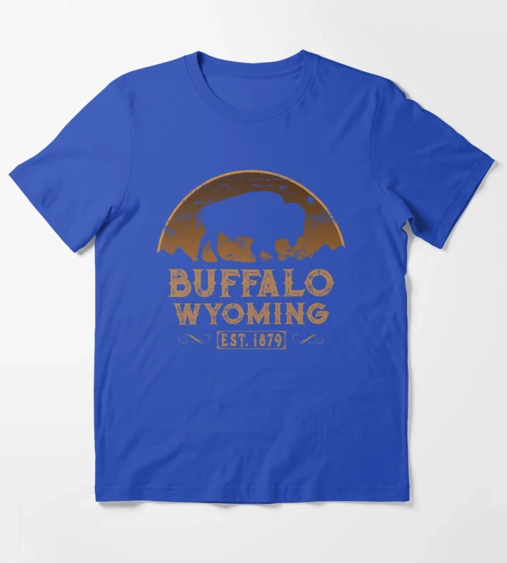 Buffalo Wyoming American Wild West T-Shirt Blue