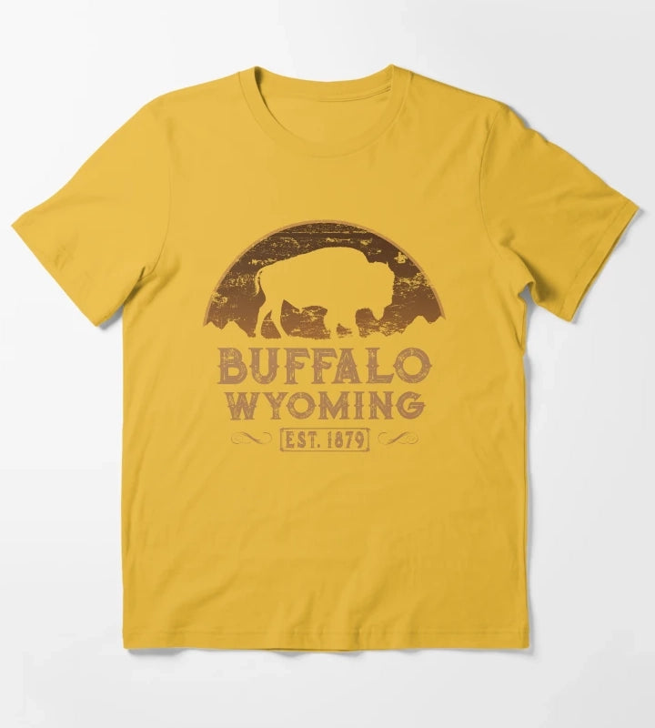 Buffalo Wyoming American Wild West T-Shirt Yellow