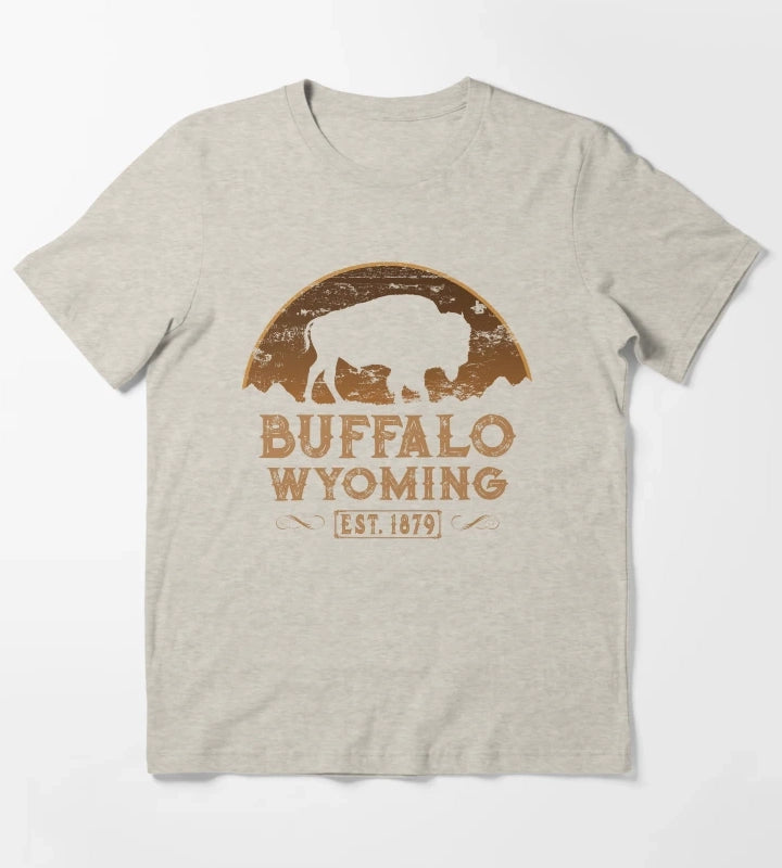 Buffalo Wyoming American Wild West T-Shirt Cream