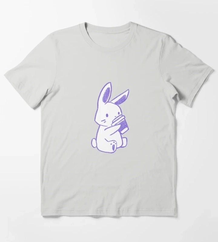 Bunny Coffee Purple T-Shirt Light Grey