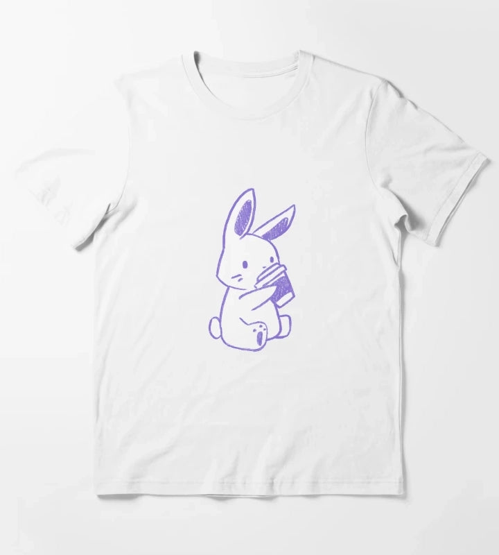 Bunny Coffee Purple T-Shirt White
