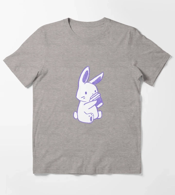 Bunny Coffee Purple T-Shirt Heather Grey