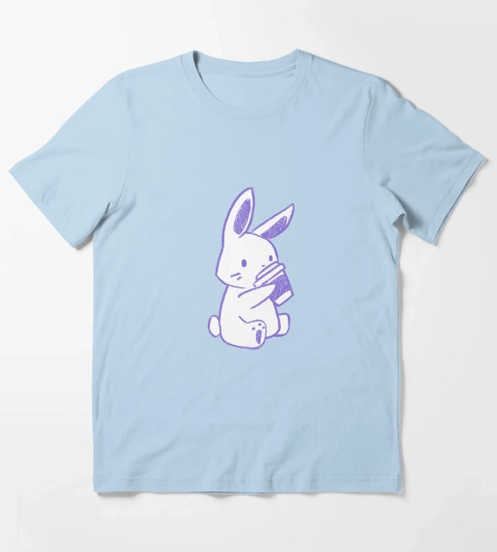 Bunny Coffee Purple T-Shirt Sky Blue