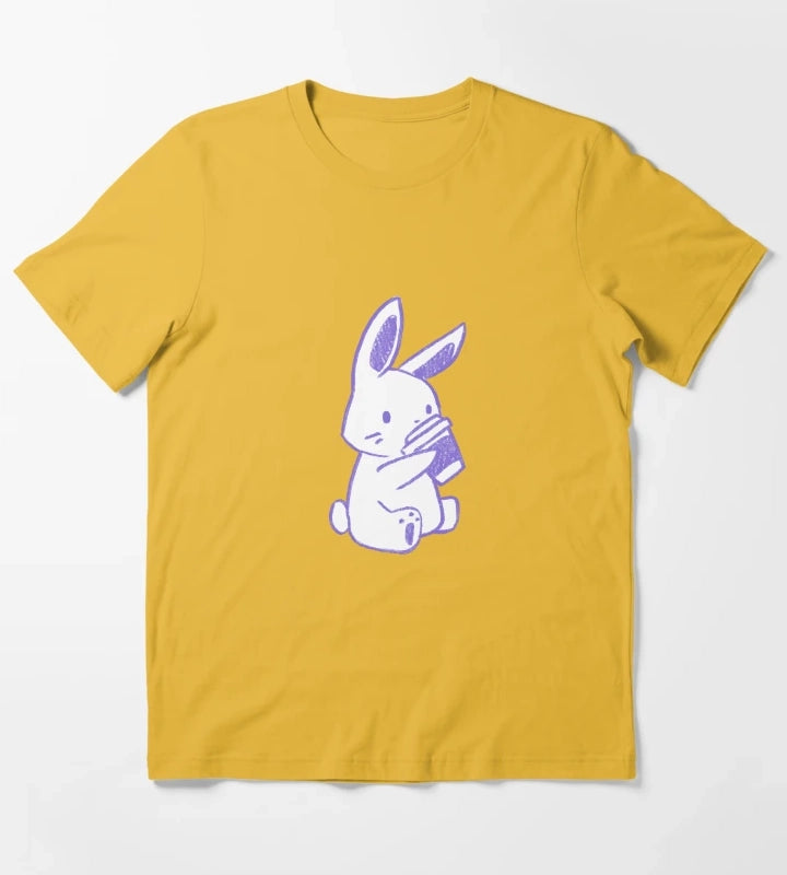 Bunny Coffee Purple T-Shirt Yellow