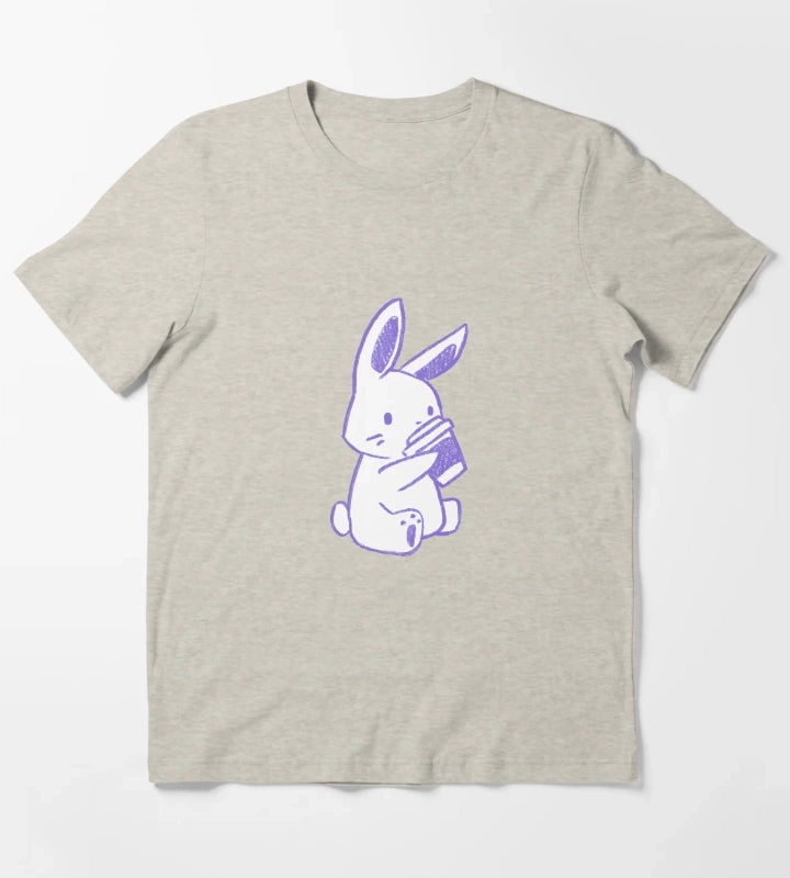 Bunny Coffee Purple T-Shirt Cream