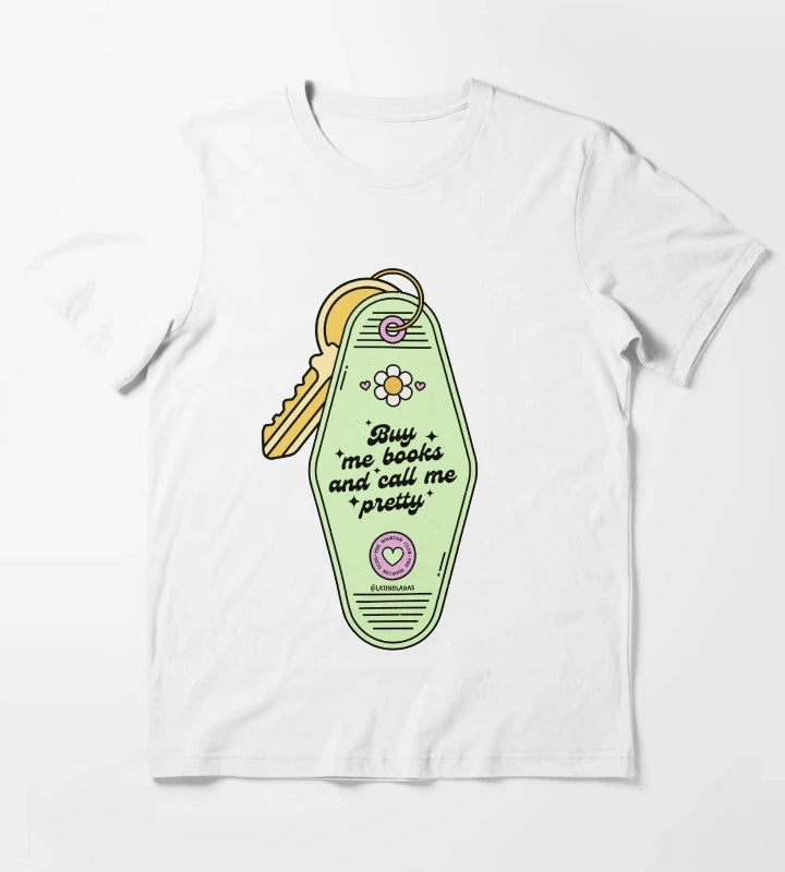 Buy Me Books And Call Me Pretty Retro Motel Keychain Acid Green Trendy Bibliophile Merch Cute Kindle Decor Booktoker Reading Lover Quotes Slow Burn Tbr T-Shirt White