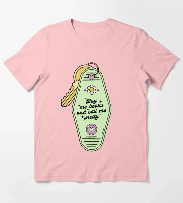 Buy Me Books And Call Me Pretty Retro Motel Keychain Acid Green Trendy Bibliophile Merch Cute Kindle Decor Booktoker Reading Lover Quotes Slow Burn Tbr T-Shirt Dark Grey