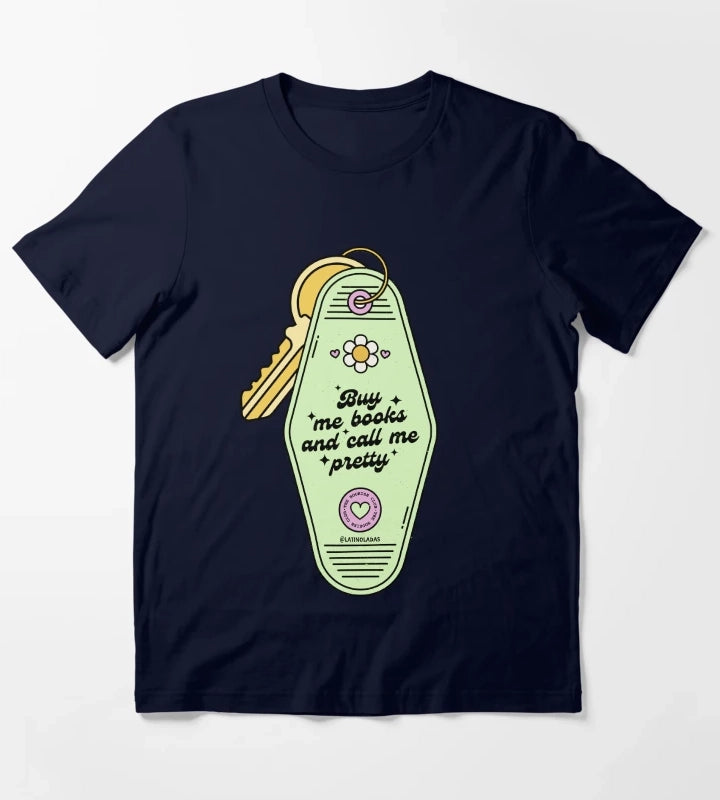Buy Me Books And Call Me Pretty Retro Motel Keychain Acid Green Trendy Bibliophile Merch Cute Kindle Decor Booktoker Reading Lover Quotes Slow Burn Tbr T-Shirt Navy