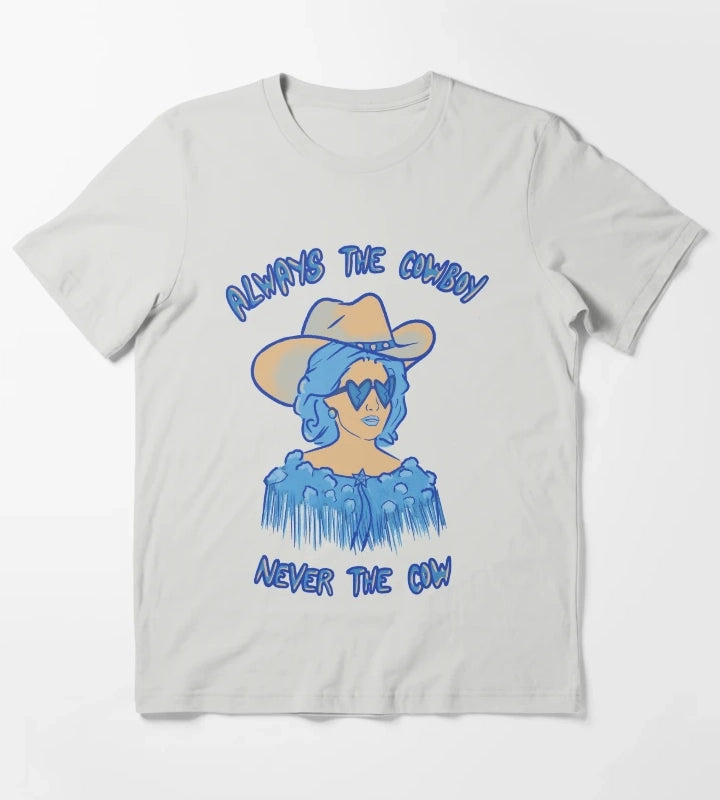 CMAT Always The Cowboy Never The Cow Euro Country colors T-Shirt Light Grey