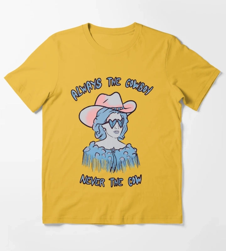CMAT Always The Cowboy Never The Cow blue T-Shirt Yellow