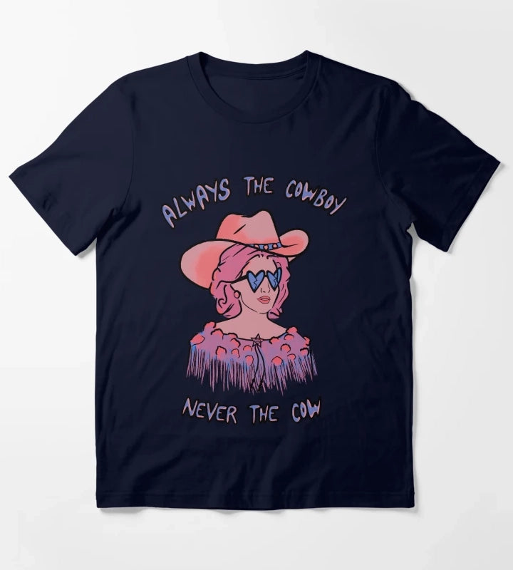 CMAT Always The Cowboy Never The Cow coral blue T-Shirt Navy