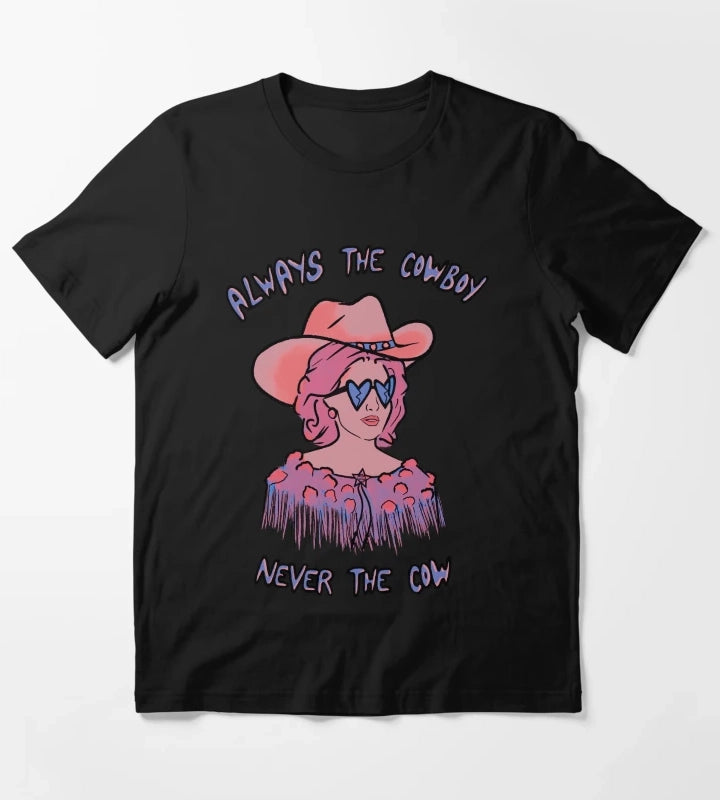 CMAT Always The Cowboy Never The Cow coral blue T-Shirt