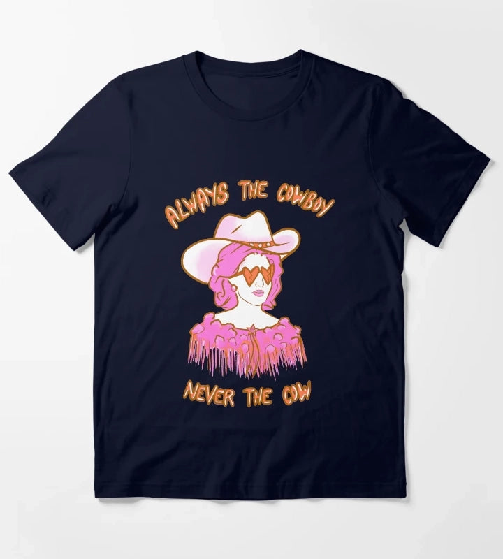 CMAT Always The Cowboy Never The Cow pink and orange T-Shirt Navy