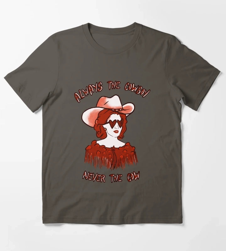 CMAT Always The Cowboy Never The Cow red T-Shirt Dark Grey