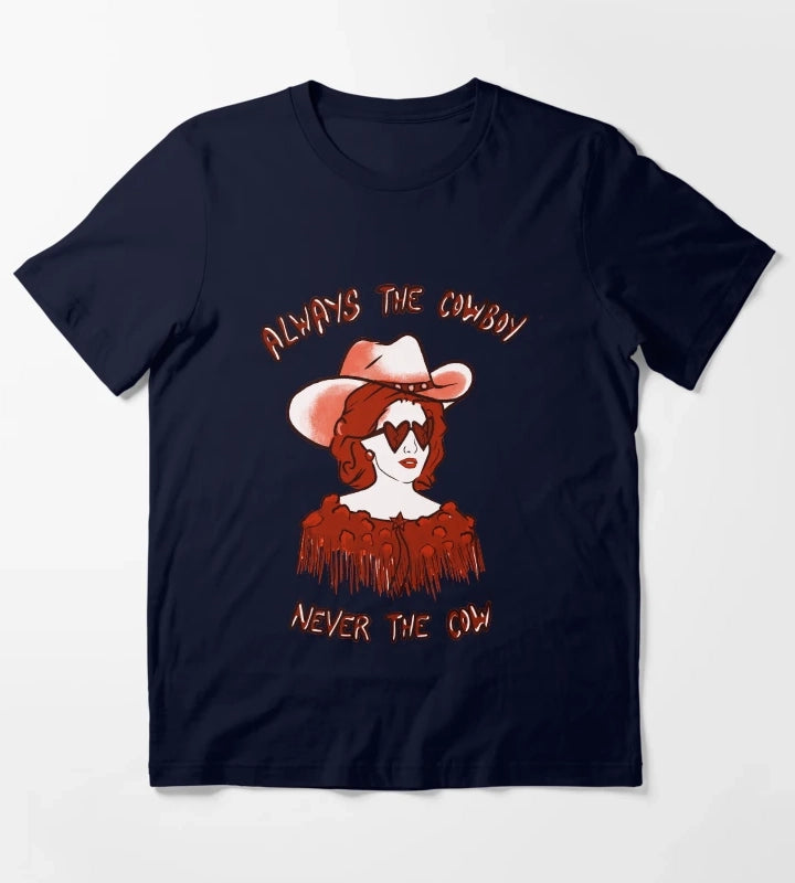 CMAT Always The Cowboy Never The Cow red T-Shirt Navy