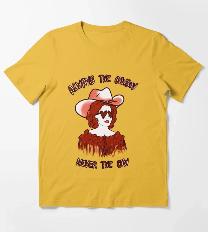 CMAT Always The Cowboy Never The Cow red T-Shirt Yellow