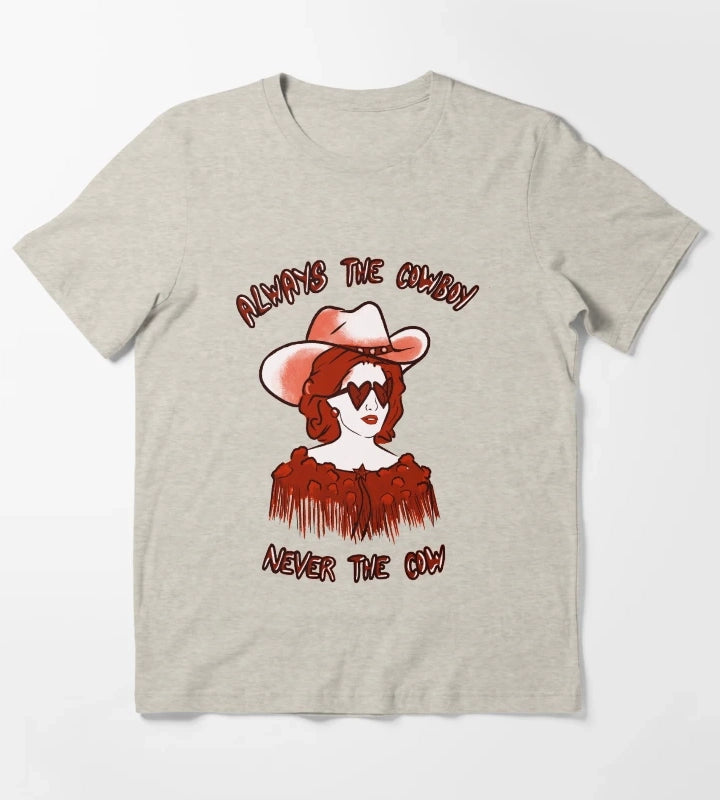 CMAT Always The Cowboy Never The Cow red T-Shirt Cream