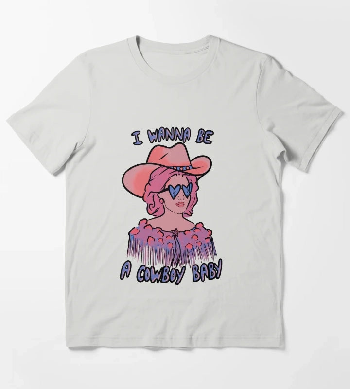 CMAT I Wanna Be A Cowboy Baby coral blue T-Shirt Light Grey
