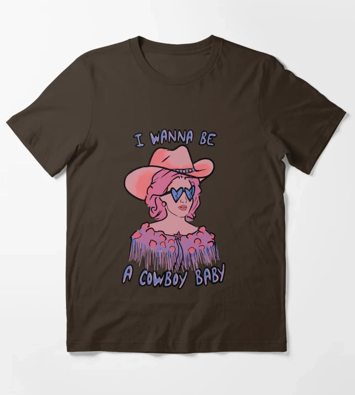 CMAT I Wanna Be A Cowboy Baby coral blue T-Shirt Brown