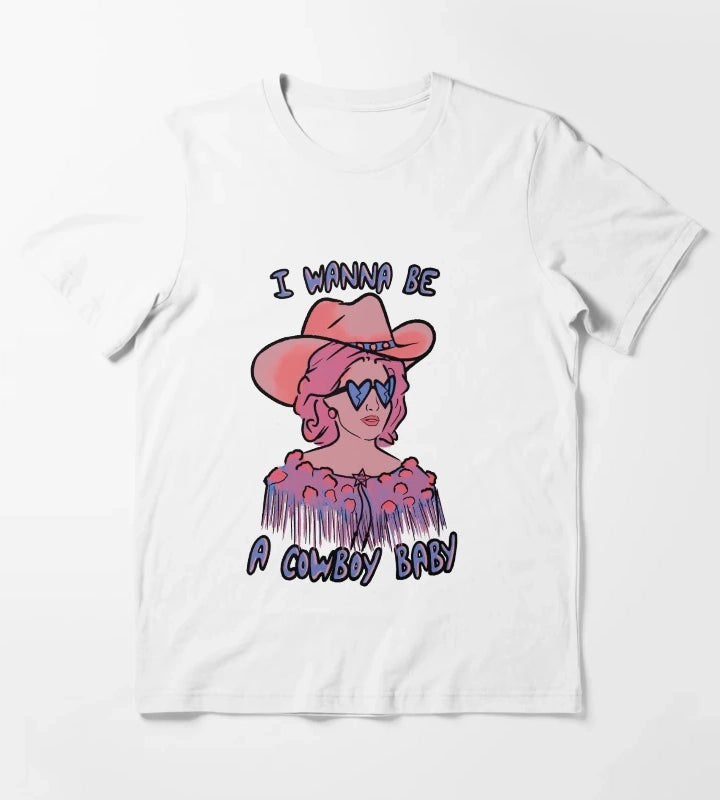 CMAT I Wanna Be A Cowboy Baby coral blue T-Shirt White