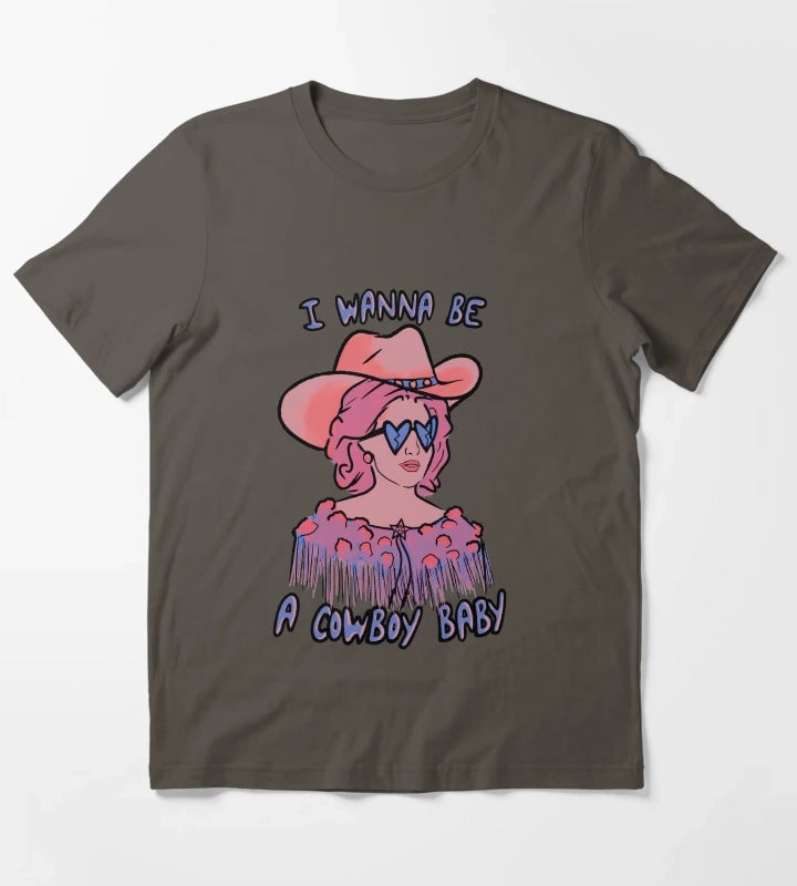 CMAT I Wanna Be A Cowboy Baby coral blue T-Shirt Dark Grey