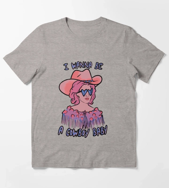 CMAT I Wanna Be A Cowboy Baby coral blue T-Shirt Heather Grey
