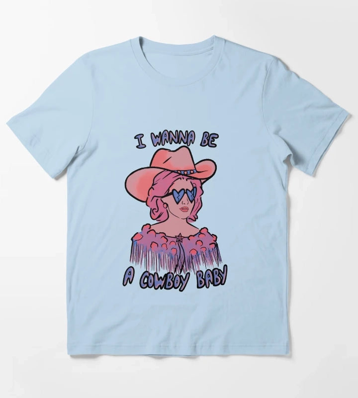 CMAT I Wanna Be A Cowboy Baby coral blue T-Shirt Sky Blue