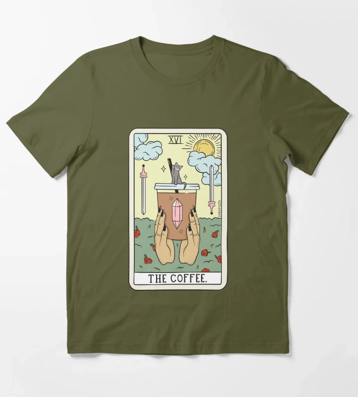 COFFEE READING LIGHT T-Shirt Olive Green