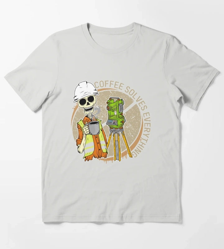 COFFEE SOLVES EVERYTHING T-Shirt Light Grey