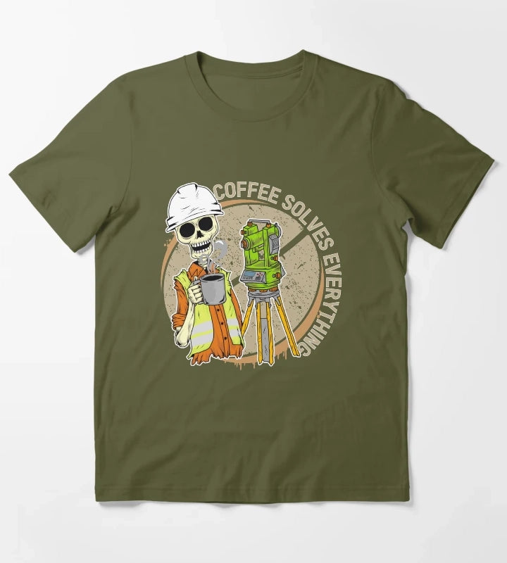 COFFEE SOLVES EVERYTHING T-Shirt Olive Green