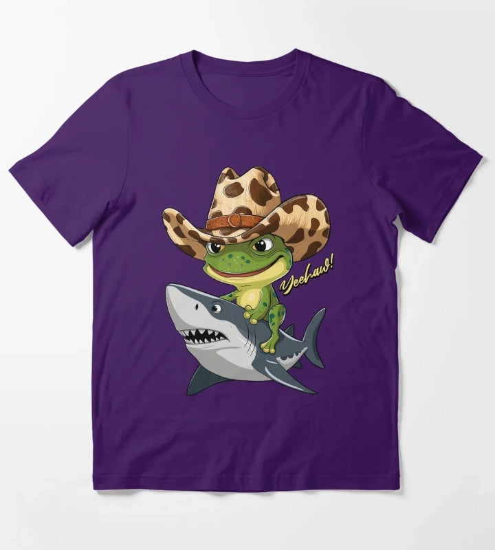 COWBOY FROG ON THE SHARK T-Shirt Purple
