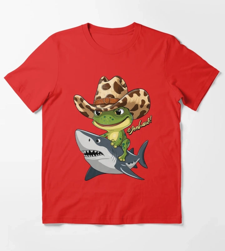 COWBOY FROG ON THE SHARK T-Shirt Red