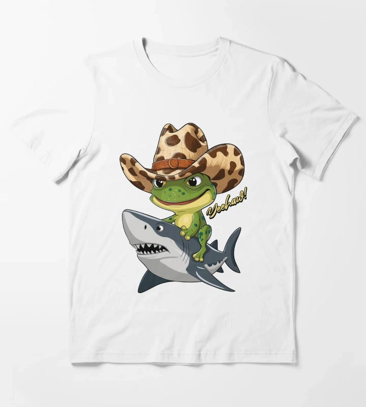 COWBOY FROG ON THE SHARK T-Shirt White
