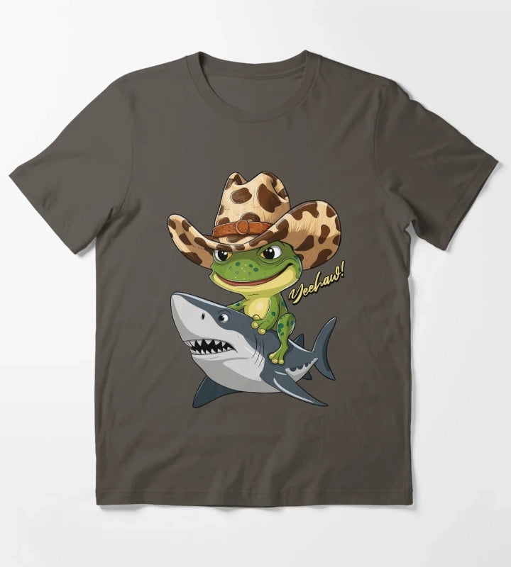 COWBOY FROG ON THE SHARK T-Shirt Dark Grey