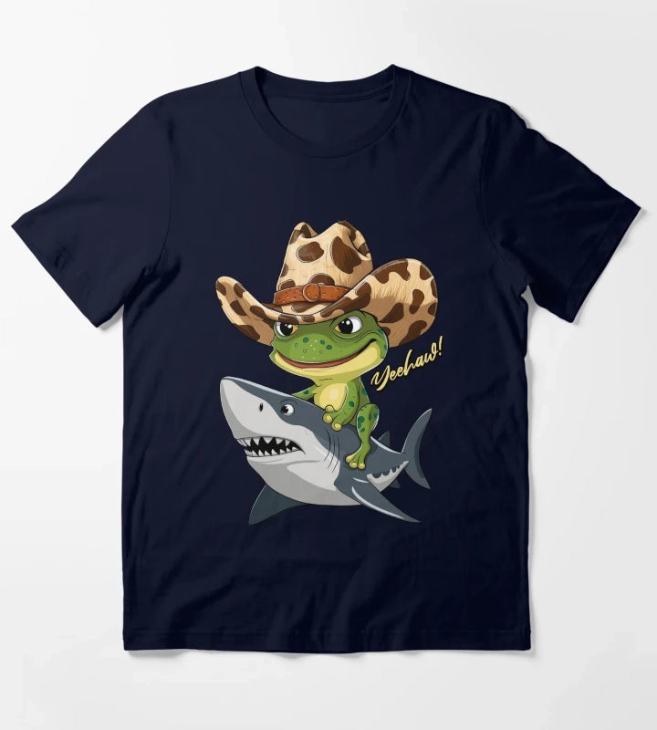 COWBOY FROG ON THE SHARK T-Shirt Navy