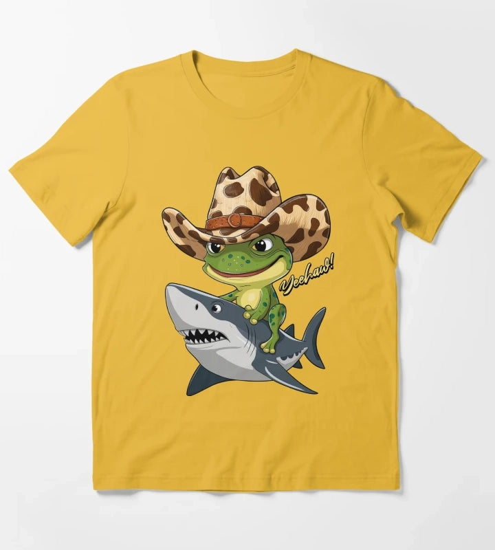 COWBOY FROG ON THE SHARK T-Shirt Yellow