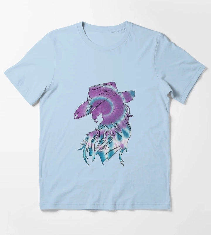 COWGIRL print art Tie Dye Vibrant Designs T-Shirt Sky Blue