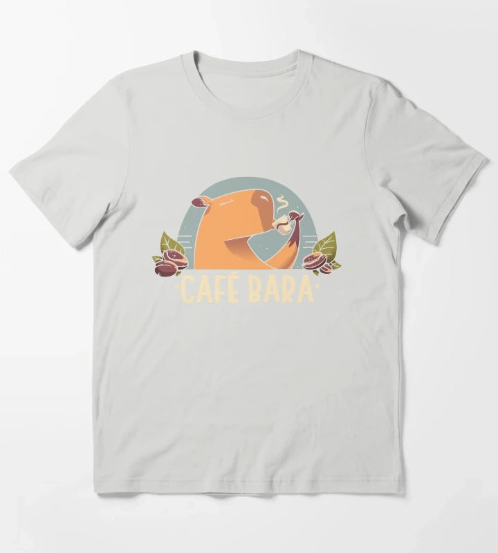 CafeBara Cute Coffee Capybara T-Shirt Light Grey