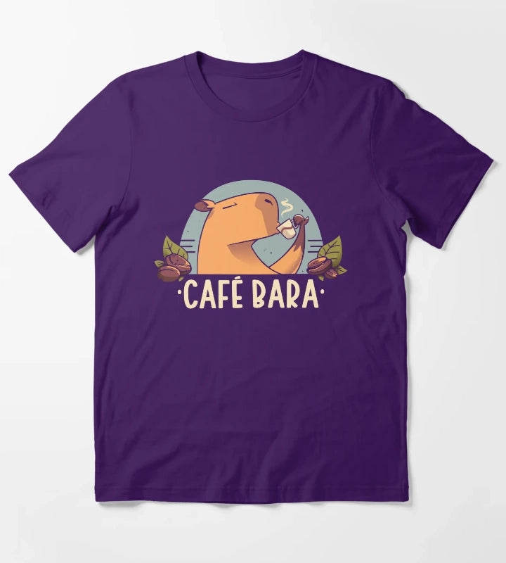 CafeBara Cute Coffee Capybara T-Shirt Purple