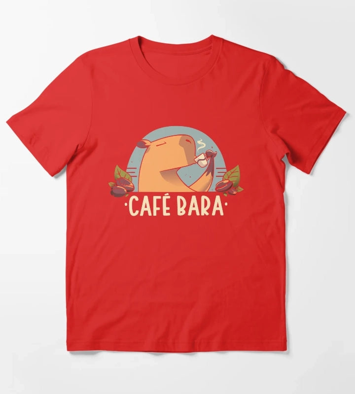 CafeBara Cute Coffee Capybara T-Shirt Red