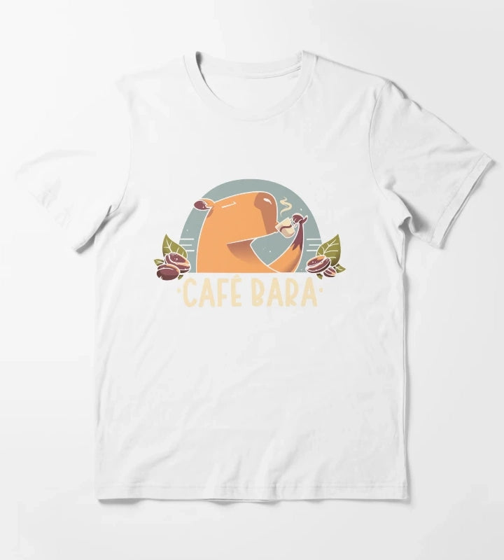 CafeBara Cute Coffee Capybara T-Shirt White