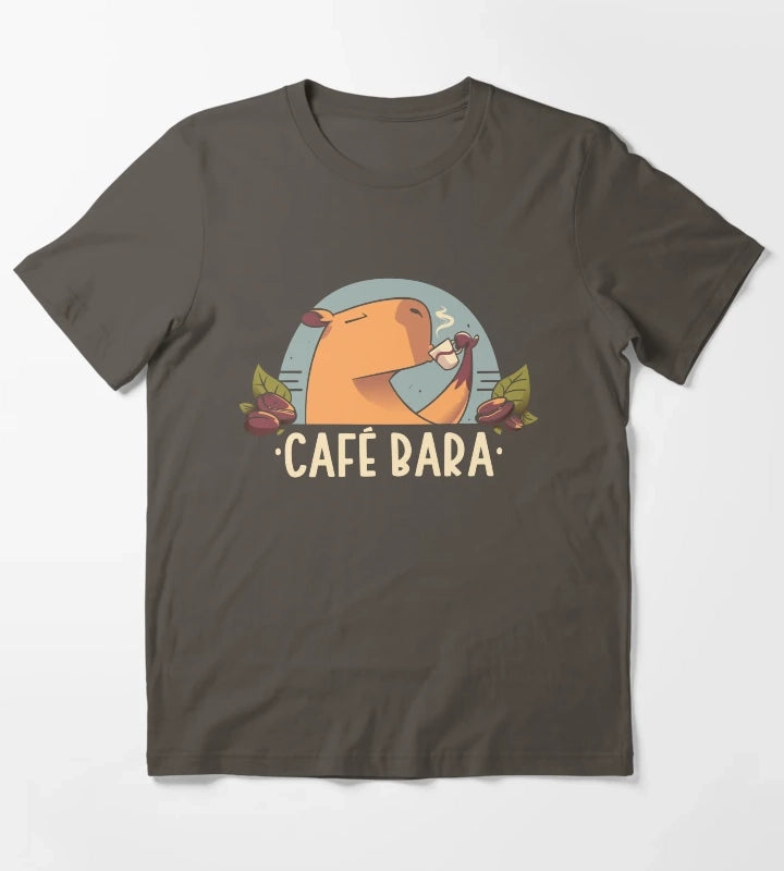 CafeBara Cute Coffee Capybara T-Shirt Dark Grey